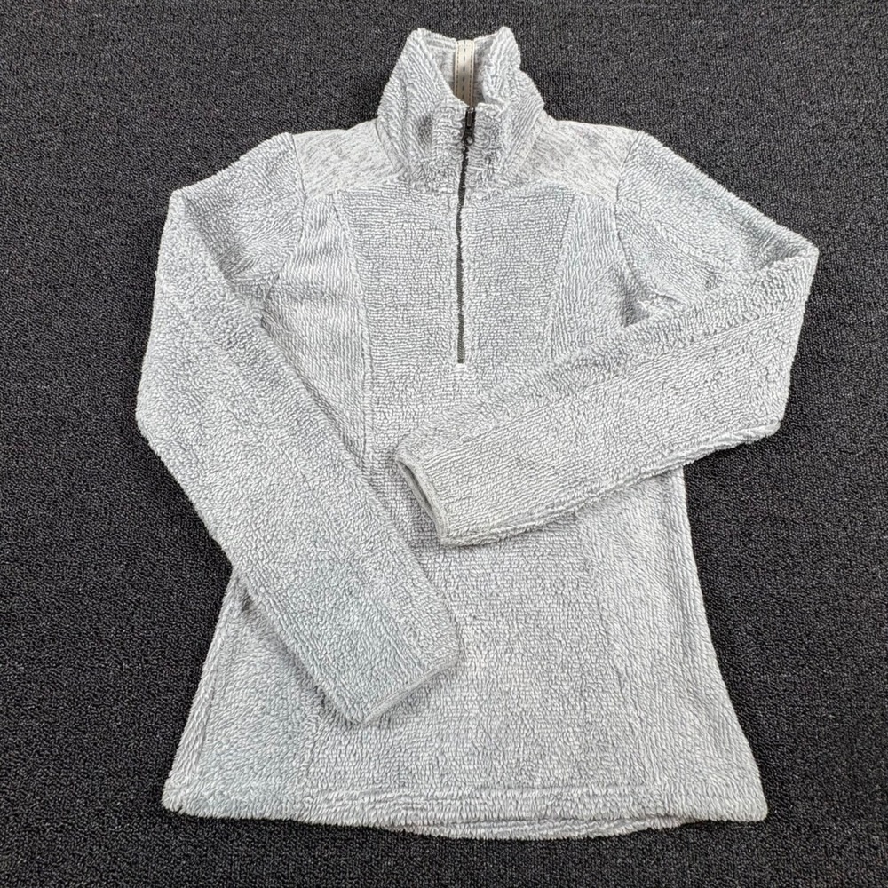 Kuhl Deep Pile 1/4 Zip Fleece Pullover Womens XS Gray Thumbholes Logo Fitted